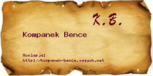 Kompanek Bence névjegykártya